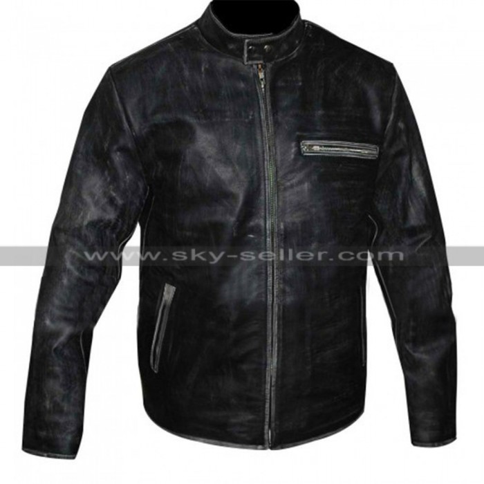 Tom Cruise Black Distressed Motorcycle Jacket